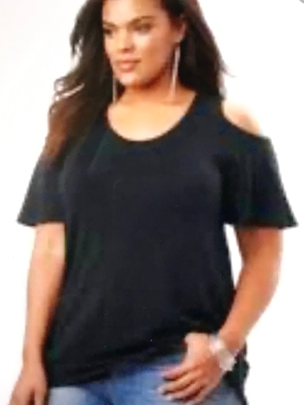 ROAMANS Flare Sleeve Tunic Short Sleeve Black Top Women’s Plus Size 3X NWT